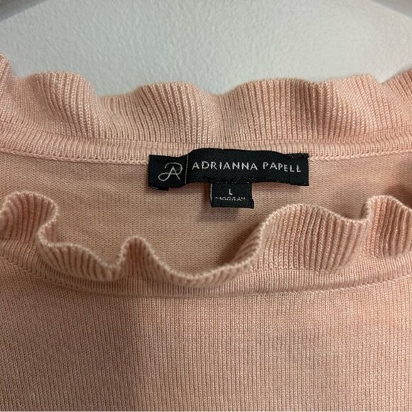 Adrianna Papell Sheer Diamond Sleeve Light Pink Scalloped Neckline Size Large - Picture 3 of 6
